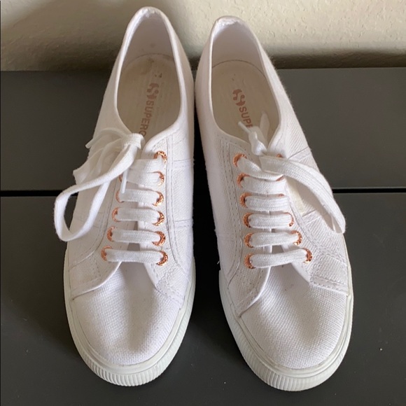 superga white and rose gold
